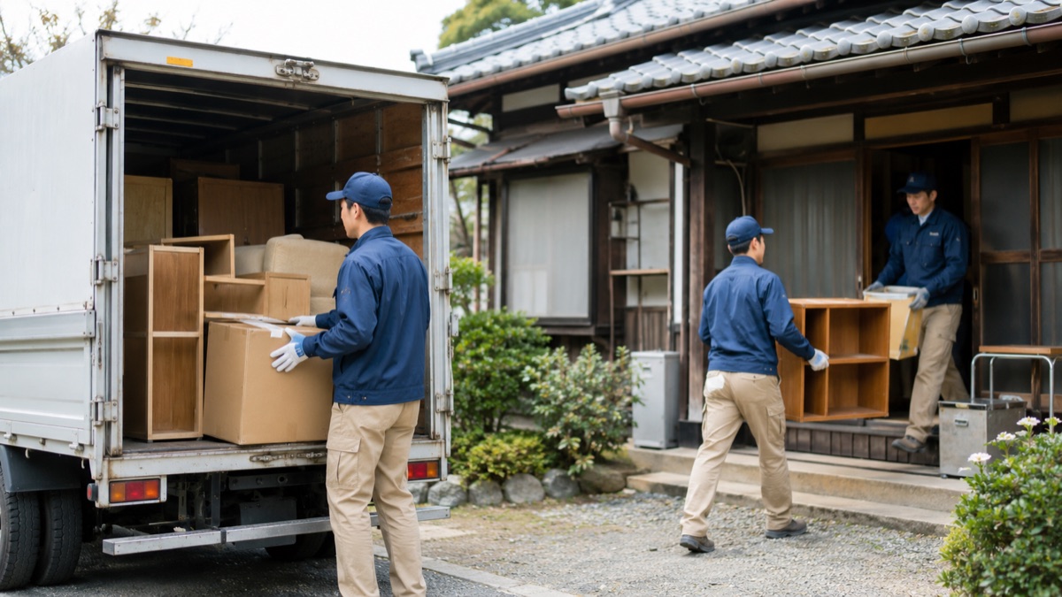 家財を運び出す実家じまいの作業風景
